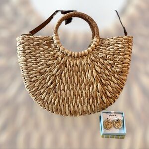 Style & Co. straw bag with earrings nwt